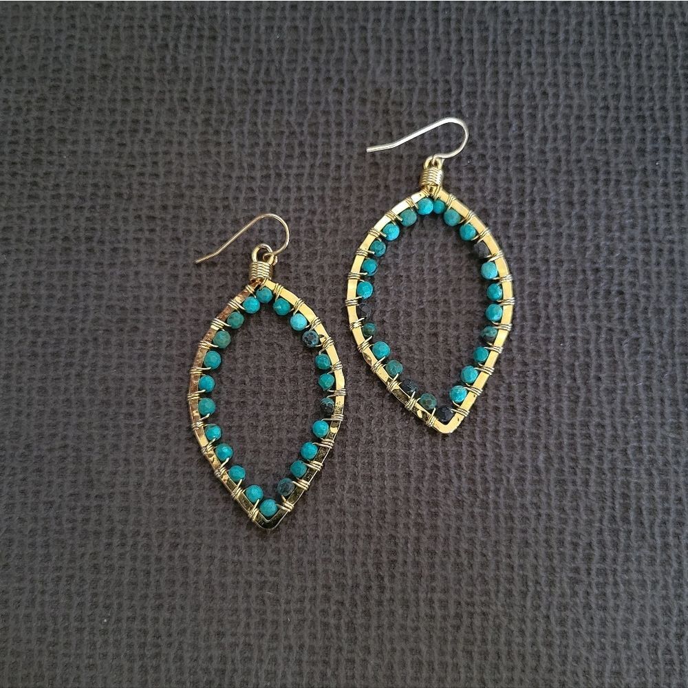 Blue💙-Green💚 Turquoise Teardrop💦 Earrings - Picture 13 of 13